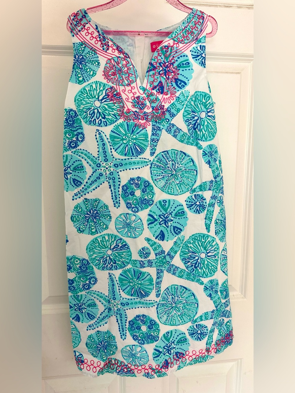 Lilly Pulitzer For Target Girls Size L 10-12 Blue Starfish Sand Dollar Dress
